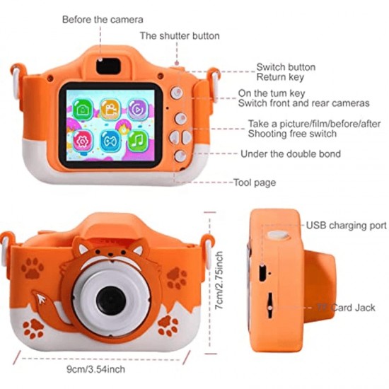 Kids Camera Hd Dual Lens Digital Children's Camera Small Selfie Camera Toys Christmas Birthday Gifts