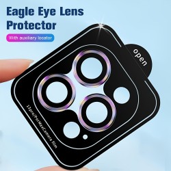 3D Camera Protective Glass For Iphone 14 13 12 Pro Max Plus Metal Frame Anti-Scratch Rear Lens Cover With Locator